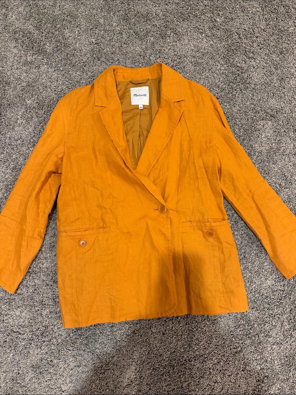 Madewell Orange Linen Relaxed Blazer